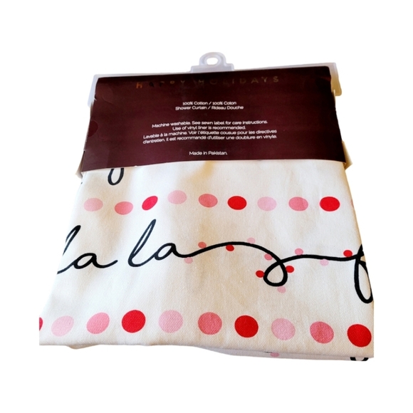 Happy Holidays Fa la la Christmas Shower Curtain 72 x 72 New with Tags - Picture 1 of 3